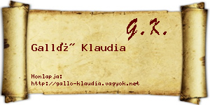 Galló Klaudia névjegykártya